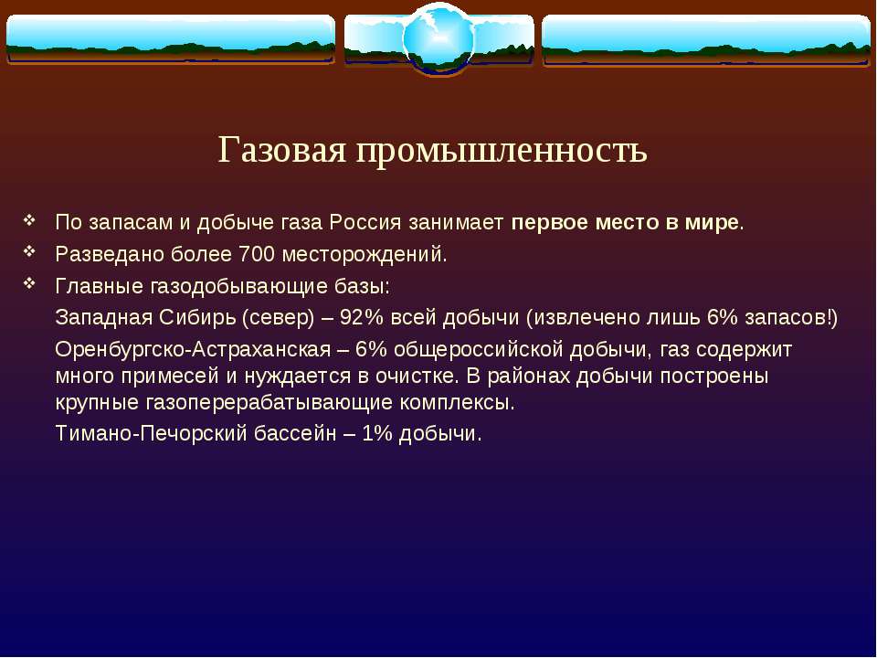 Газовая промышленность россии презентация