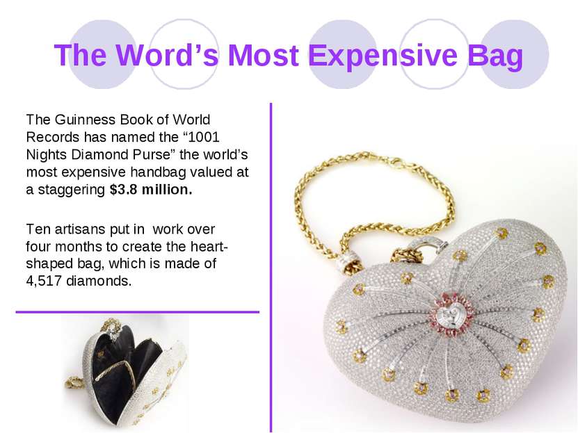 The Word’s Most Expensive Bag The Guinness Book of World Records has named th...