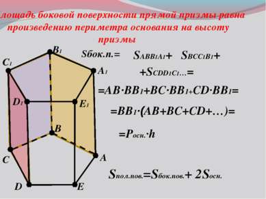 Площадь боковой поверхности прямой призмы равна произведению периметра основа...