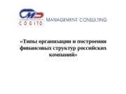 Типы организации и построения финансовых структур российских компаний