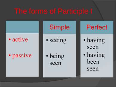 The forms of Participle I