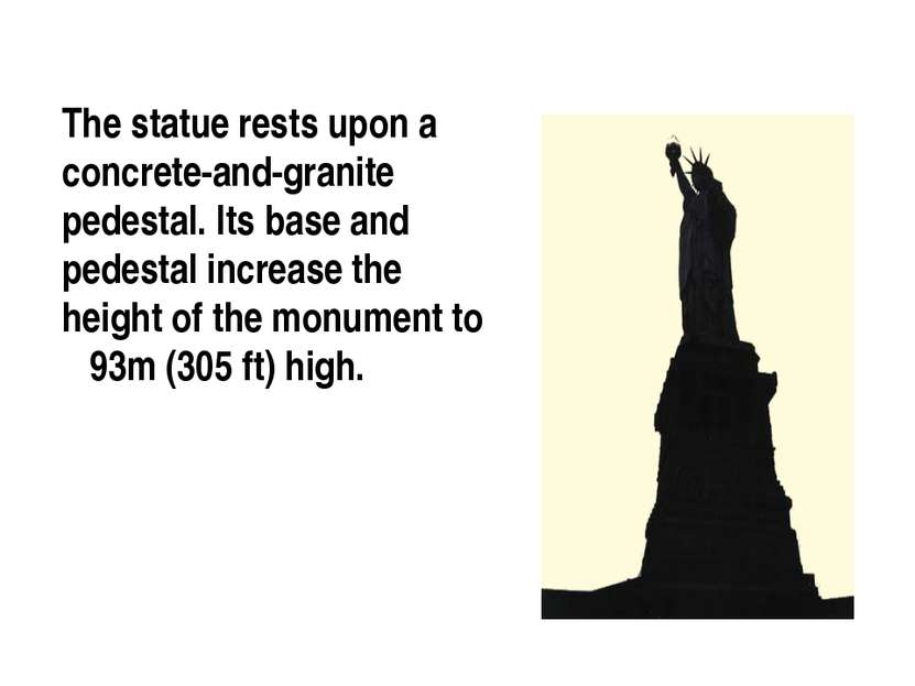 The statue rests upon a concrete-and-granite pedestal. Its base and pedestal ...