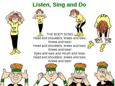 Listen, Sing and Do THE BODY SONG Head and shoulders, knees and toes, Knees a...