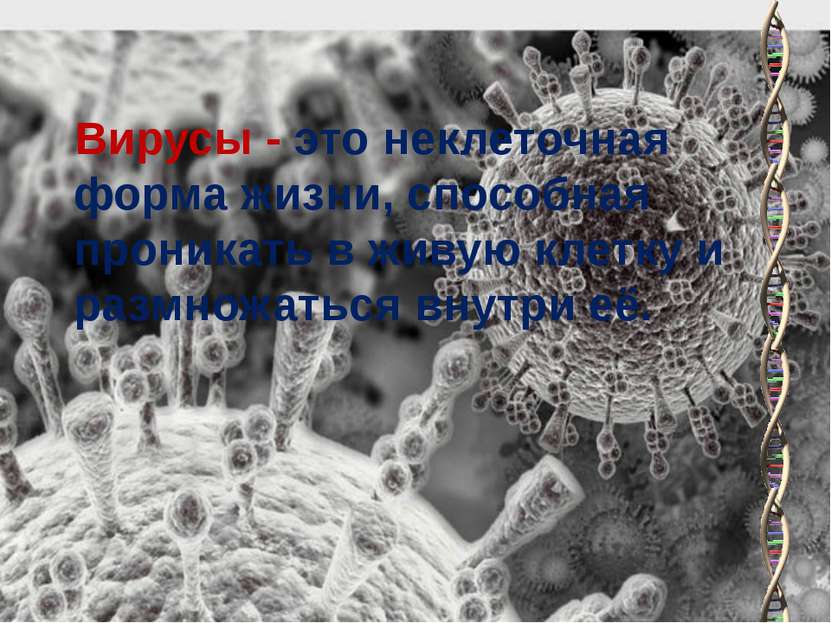 Вирусы - это неклеточная форма жизни, способная проникать в живую клетку и ра...
