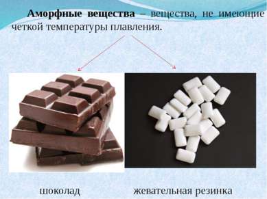 Аморфные вещества – вещества, не имеющие четкой температуры плавления. шокола...