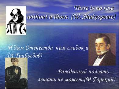 There is no rose without a thorn. (W. Shakespeare) И дым Отечества нам сладок...