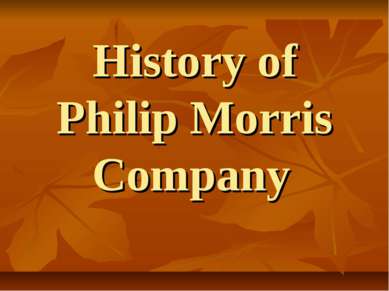 History of Philip Morris Company