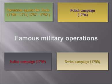 Polish campaign (1794) Operations against the Turks (1768—1774, 1787—1792 ) I...