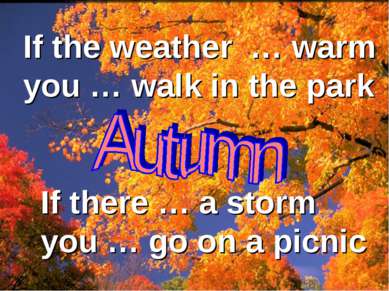 If the weather … warm you … walk in the park If there … a storm you … go on a...