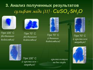 3. Анализ полученных результатов сульфат меди (II) - CuSO4∙5Н2О При 100˚ С (б...