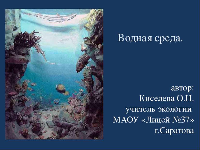 Водная среда. автор: Киселева О.Н. учитель экологии МАОУ «Лицей №37» г.Саратова