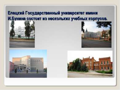 Елецкий Государственный университет имени И.Бунина состоит из нескольких учеб...