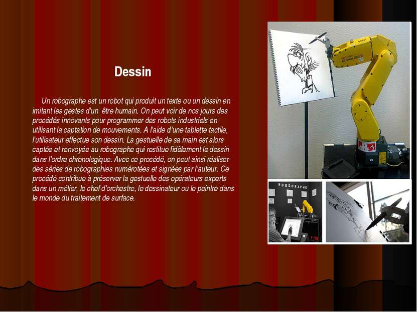 Dessin Un robographe est un robot qui produit un texte ou un dessin en imitan...