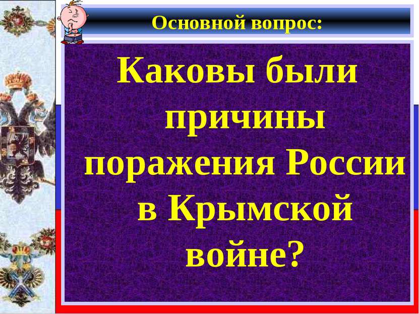 Основной вопрос: Каковы были причины поражения России в Крымской войне?