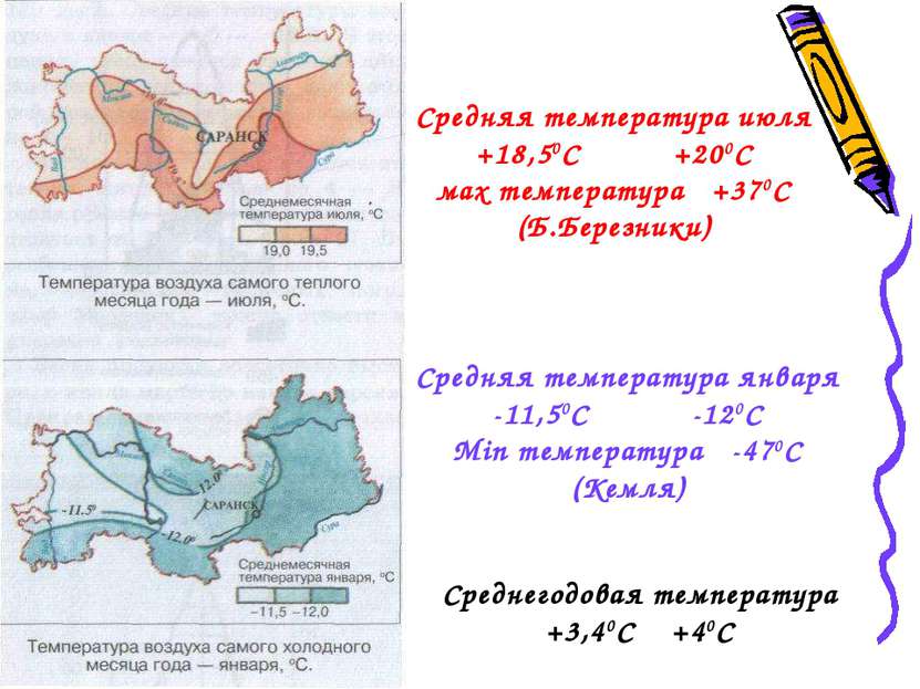 Средняя температура июля +18,50С +200С мax температура +370С (Б.Березники) Ср...