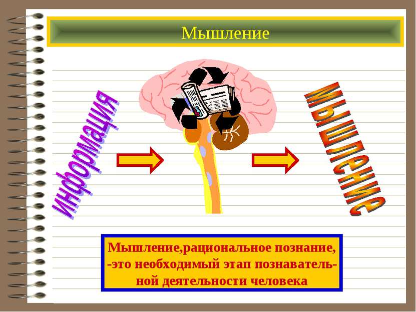 Мышление Мышление,рациональное познание, -это необходимый этап познаватель- н...