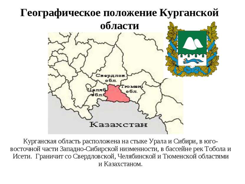 Курганская область расположена на стыке Урала и Сибири, в юго-восточной части...