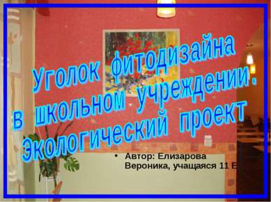 Автор: Елизарова Вероника, учащаяся 11 Е