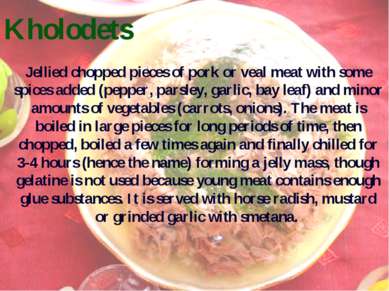 Kholodets Jellied chopped pieces of pork or veal meat with some spices added ...