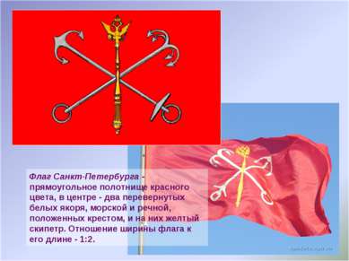 Флаг Санкт-Петербурга - прямоугольное полотнище красного цвета, в центре - дв...