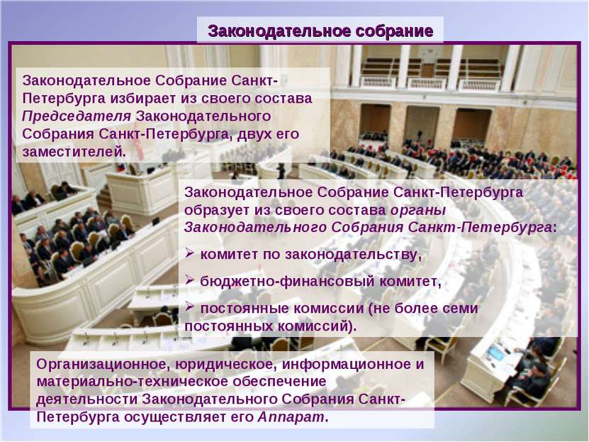 Законодательное Собрание Санкт-Петербурга избирает из своего состава Председа...