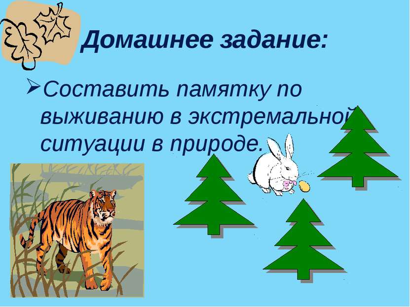 Домашнее задание: Составить памятку по выживанию в экстремальной ситуации в п...