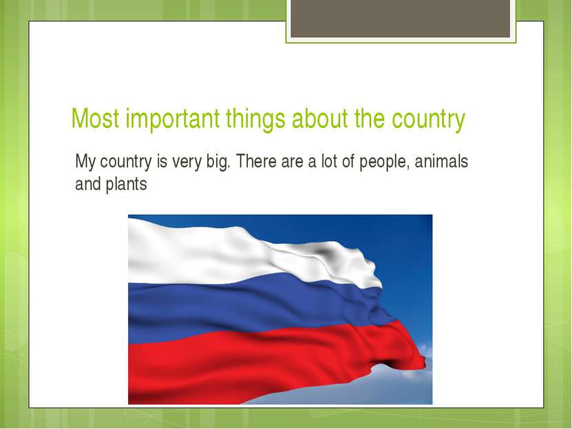 Most important things about the country My country is very big. There are a l...