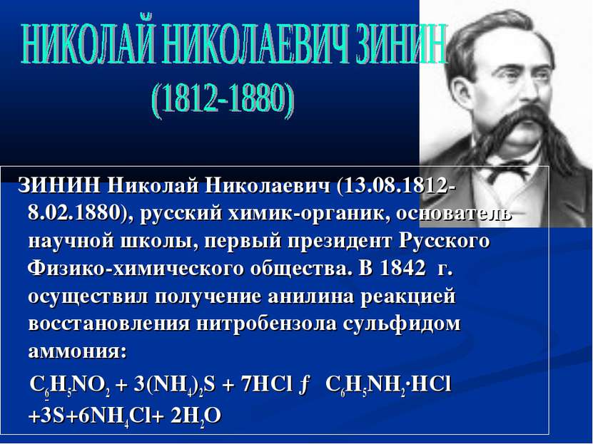 ЗИНИН Николай Николаевич (13.08.1812-8.02.1880), русский химик-органик, основ...