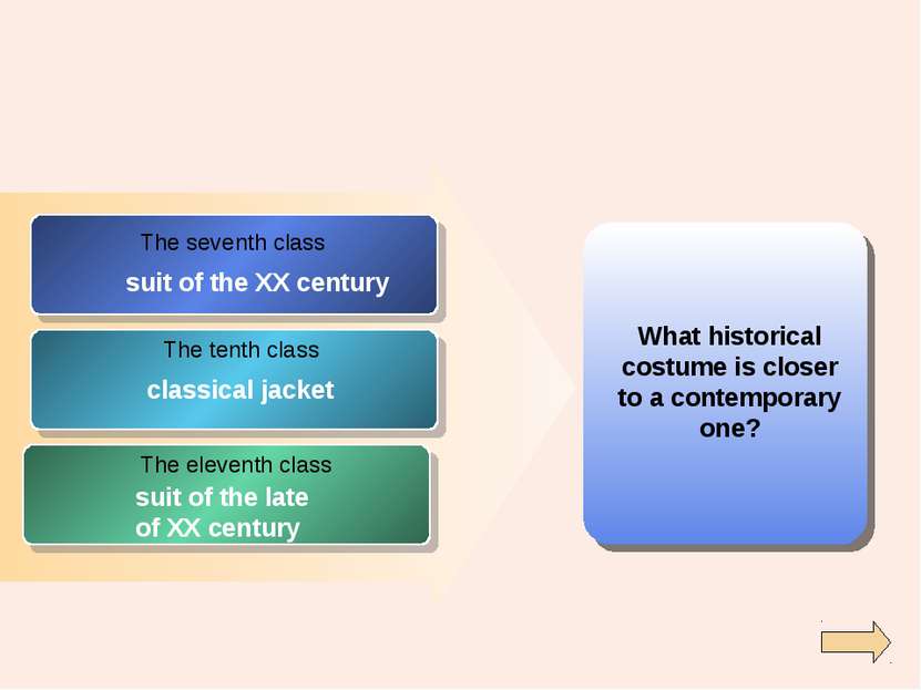 What historical costume is closer to a contemporary one? The seventh class Th...