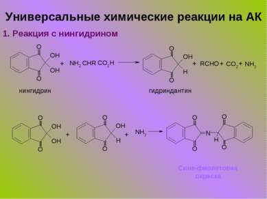 Универсальные химические реакции на АК 1. Реакция с нингидрином + + + + нинги...
