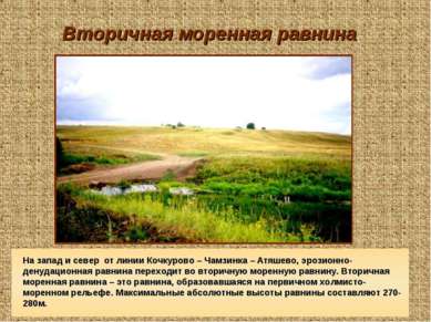Вторичная моренная равнина На запад и север от линии Кочкурово – Чамзинка – А...