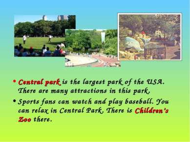Central park is the largest park of the USA. There are many attractions in th...