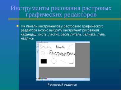 Инструменты рисования растровых графических редакторов На панели инструментов...