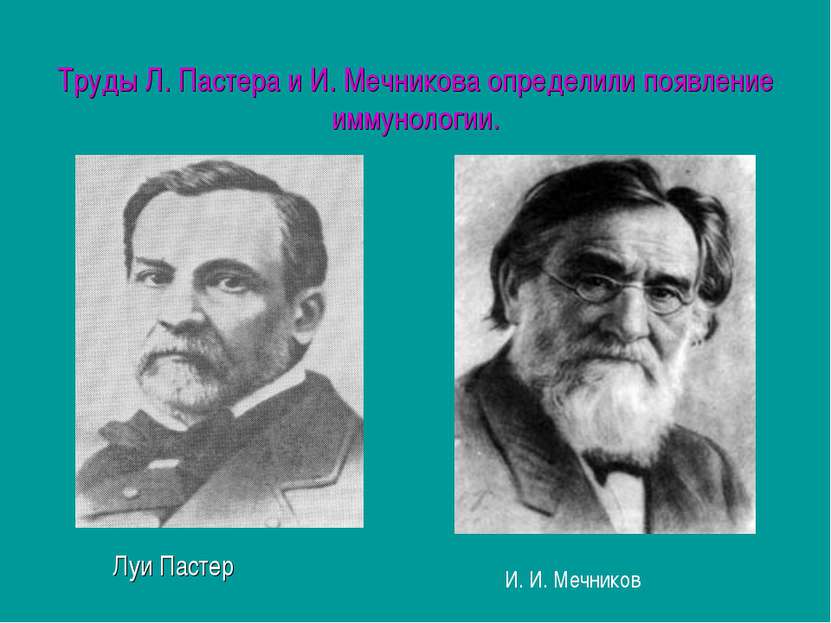 Труды Л. Пастера и И. Мечникова определили появление иммунологии. Луи Пастер ...