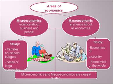 Areas of economics Microeconomics-science about business and people Macroecon...