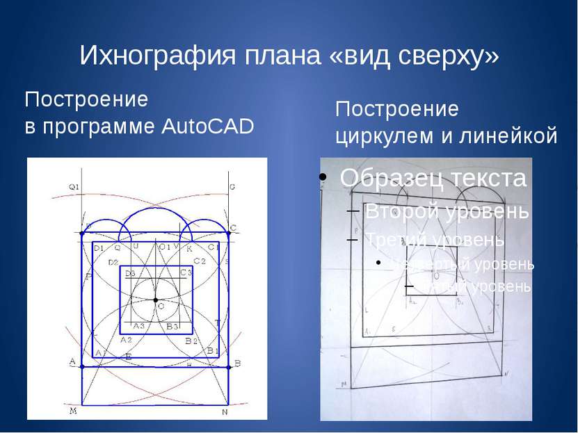 Ихнография плана «вид сверху» Построение в программе AutoCAD Построение цирку...