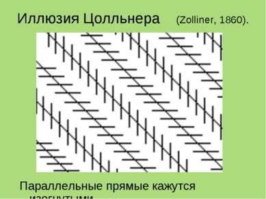 Иллюзия Цолльнера (Zolliner, 1860). Параллельные прямые кажутся изогнутыми.