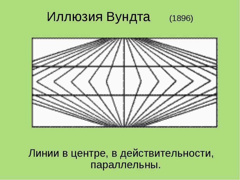 Иллюзия Вундта (1896) Линии в центре, в действительности, параллельны.