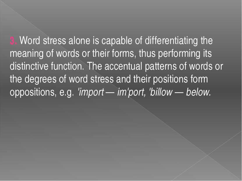 3. Word stress alone is capable of differentiating the meaning of words or th...