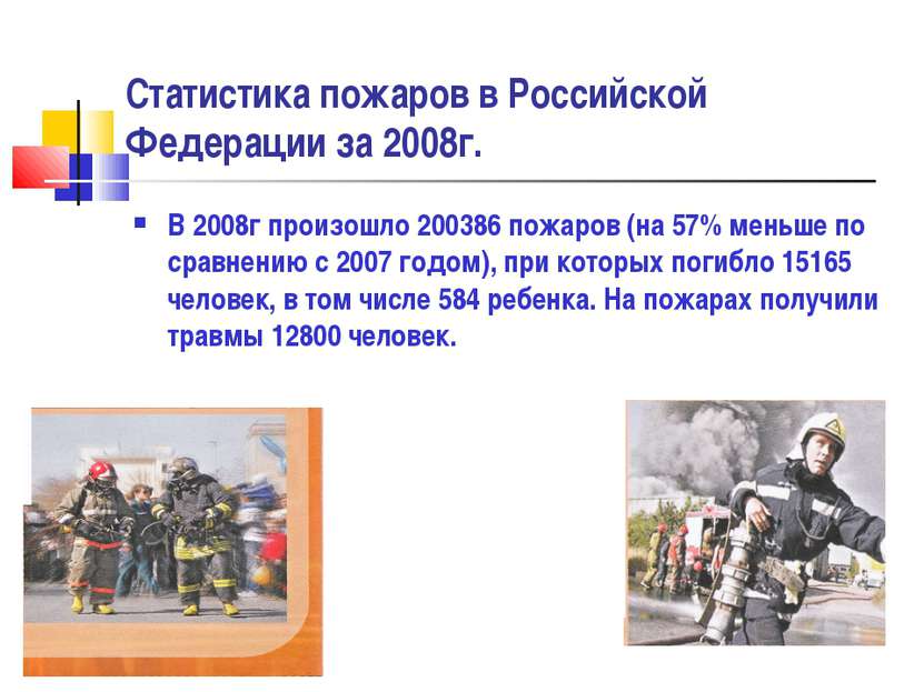 Статистика пожаров в Российской Федерации за 2008г. В 2008г произошло 200386 ...