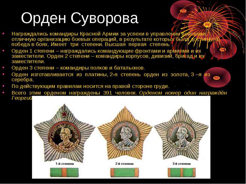 Орден Суворова Награждались командиры Красной Армии за успехи в управлении во...