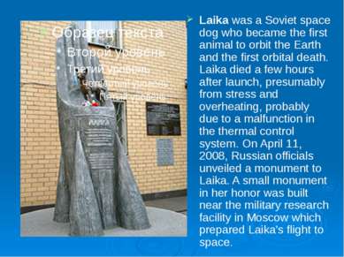 Laika was a Soviet space dog who became the first animal to orbit the Earth a...