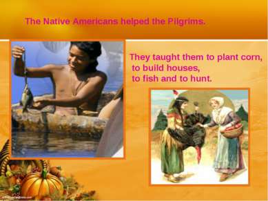 The Native Americans helped the Pilgrims. They taught them to plant corn, to ...