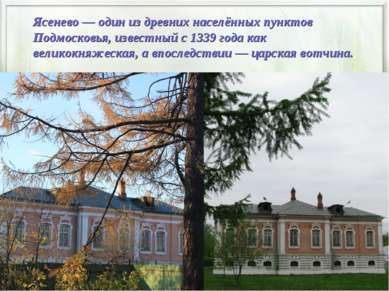 Ясенево — один из древних населённых пунктов Подмосковья, известный с 1339 го...