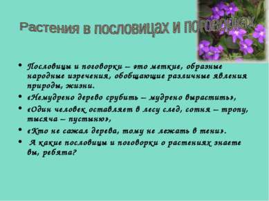 Пословицы и поговорки – это меткие, образные народные изречения, обобщающие р...