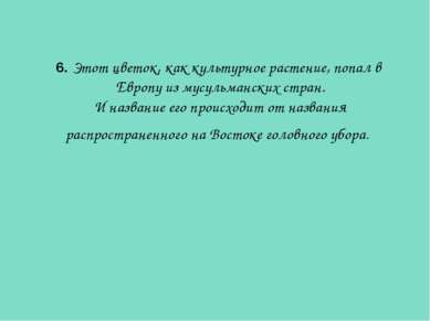 6. Этот цветок, как культурное растение, попал в Европу из мусульманских стра...