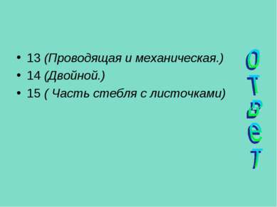 13 (Проводящая и механическая.) 14 (Двойной.) 15 ( Часть стебля с листочками)