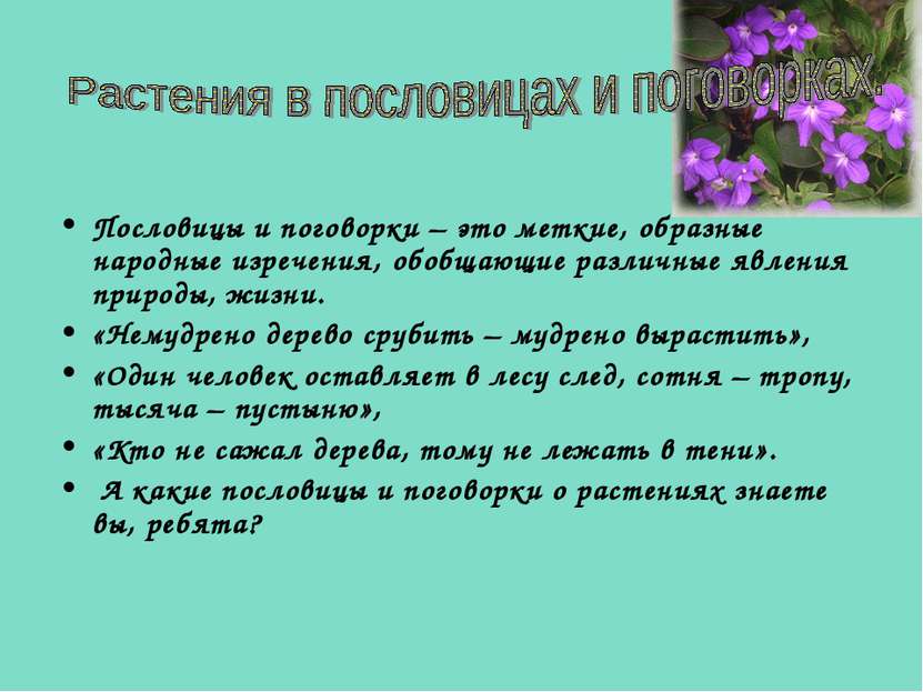 Пословицы и поговорки – это меткие, образные народные изречения, обобщающие р...