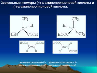 Зеркальные изомеры (+)-a-аминопропионовой кислоты и (-)-a-аминопропионовой ки...