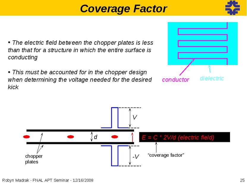 Coverage Factor The electric field between the chopper plates is less than th...